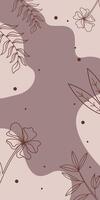 Simple Brown Aesthetic Design Background With Flower vector