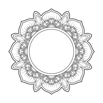 Celestial Harmony Mandala in Black and White Coloring Book Page