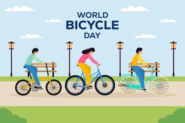 world bicycle day background illustration in flat design