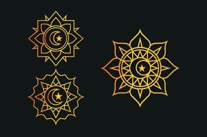 Three different designs for the crescent and star vector