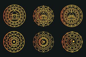 Islamic architecture and design elements set vector