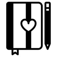 Notebook with Heart and Pen Icon illustration solid vector