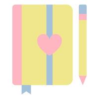 Notebook with Heart and Pen Icon vector