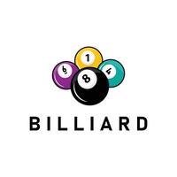 Billiard club logo design game badge sport template pool table with ball and stick vector