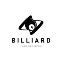 Billiard club logo design game badge sport template pool table with ball and stick simple vector