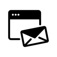 Web browser window displaying an email envelope message icon vector