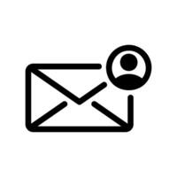 Email envelope icon with a user profile head representing personal mail vector