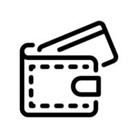 Dashed Outline Wallet Containing a Protruding Payment Card vector