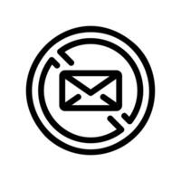 Spam Filter Icon Envelope and Refresh Symbol in a Prohibition Circle vector
