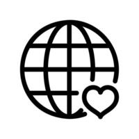 World love symbol featuring globe and heart icon representing global connection vector