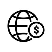 Globe Icon with Grid Lines Accompanied by a Dollar Coin Symbol vector