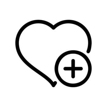 corazón icono con un más firmar simbolizando agregando amor o positivo crecimiento en afecto vector