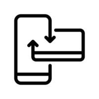 Smartphone Interacting with Credit Card via Bidirectional Arrows vector
