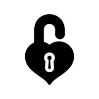 Unlocked heart shaped padlock icon representing openness freedom trust or vulnerability vector