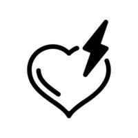 Heart outline struck by a lightning bolt symbolizing sudden passion vector
