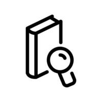 Researching Information in a Book with Magnifying Glass vector