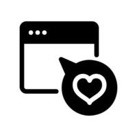 Browser Window with Speech Bubble Heart for Online Interaction vector