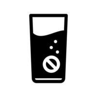 Effervescent Tablet Dissolving in a Glass of Water with Bubbles Icon vector