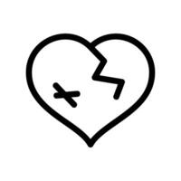 Mending a Broken Heart Icon with Cracks and Stitches for Healing from Hurt vector