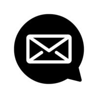 Email envelope icon placed inside a chat or speech bubble shape vector