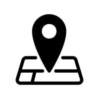 Location Pin Icon on a Simplified Map Grid with Black Marker Dot vector