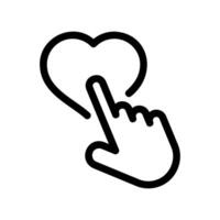 Hand Cursor Icon Pointing Towards a Heart Symbol, Signifying a Like vector