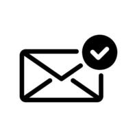 Email envelope icon with a checkmark badge indicating message sent vector