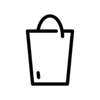 Black Bucket Icon with Handle on White Background vector