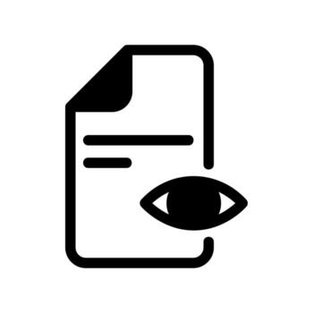 documento icono con un ojo símbolo indicando archivo visita o documento avance vector