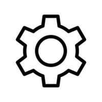 Simple black outline icon representing a mechanical gear or cogwheel element vector