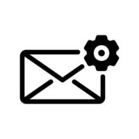 Email envelope icon with a gear cog representing mail settings or options vector