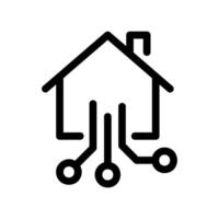 Smart Home Technology Icon with Circuitry and House Outline vector