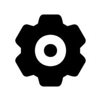 Solid gear cog icon representing settings configuration or technical process vector