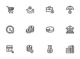 Financial and Business Theme Outline Icon Set for Web Use vector