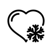 Icy Affection Symbol Heart Outline Combined with a Delicate Snowflake Graphic vector