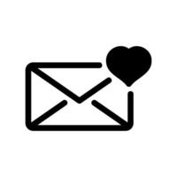 Email envelope icon with a heart marking it as a favorite or romantic vector