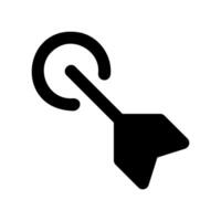 Target indicator symbol showing a dart or arrow hitting the center point vector