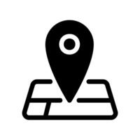 Location Pin Icon on a Simplified Map Grid with White Marker Dot vector