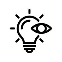 Bright Idea Illumination Symbol Featuring a Lightbulb with an Eye Inside vector
