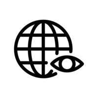 Global Vision Concept Represented by an Eye Overlapping a World Grid vector