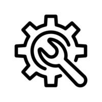 Configuration Symbol Featuring Spanner Tool Atop a Cogwheel Outline vector
