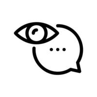 Visual Communication Icon Showing an Eye Above a Speech Bubble Ellipsis vector