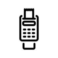 Payment Terminal Holding Card with Receipt Above in Black Outline vector