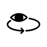 Eye Icon with a Circular Arrow Signifying Refresh, Rotation or 360 Degree View vector