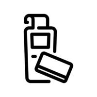 Minimalist Payment Terminal with Card and Receipt in Black Outline vector