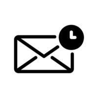 Email envelope icon with a clock indicating delayed or pending message vector