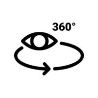 Eye Icon with a Circular Arrow and 360 Text for Panoramic View vector