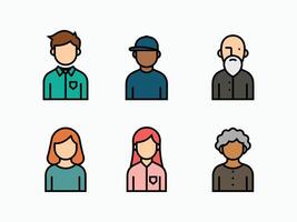 Flat Character Avatar Icons Diverse People Illustration for Web, App, and Design Projects vector
