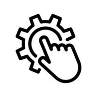 Hand Cursor Icon Clicking on a Gear for Setting Interaction vector