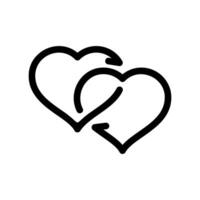 Two Intertwined Hearts Icon Symbolizing Deep Love, Strong Union, and Connection vector